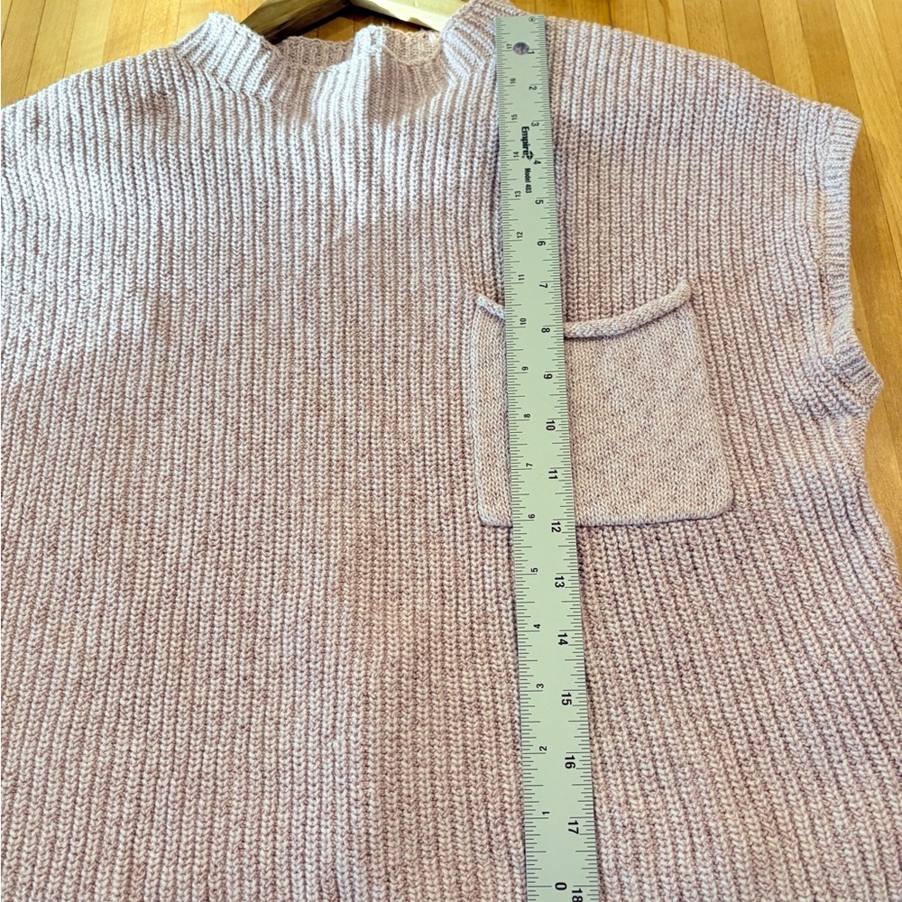 Free People Pink Freya Sweater Ribbed Cotton Short Sleeve with Pocket - Picture 8 of 8